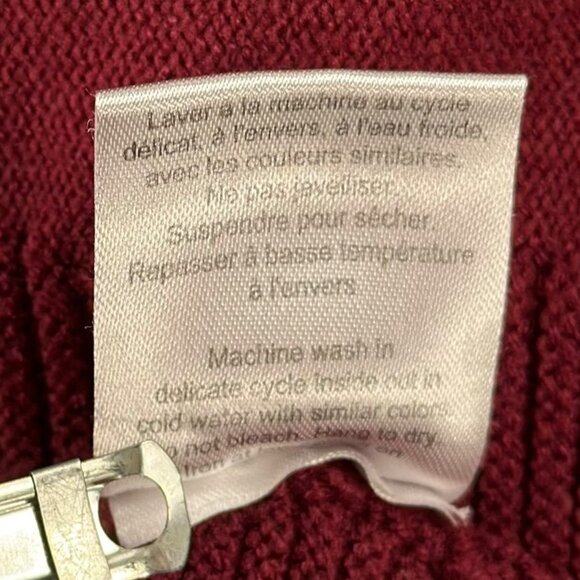 Emotions Womens M Burgundy Zip Front Sweater Vest Embellished Pearls Pockets - Picture 9 of 9